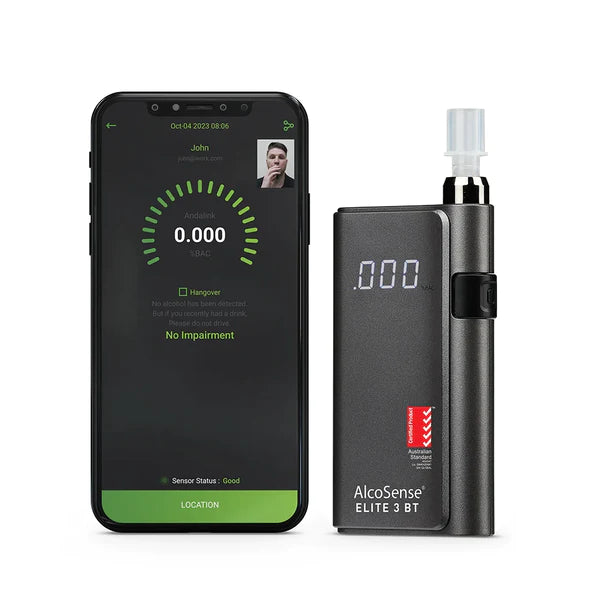 Andatech Alcohol Personal Breathalyser AlcoSense Elite 3 with Bluetooth - Black - Australia Breathalyser